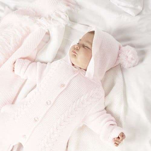 Dandelion pink knitted pramsuit