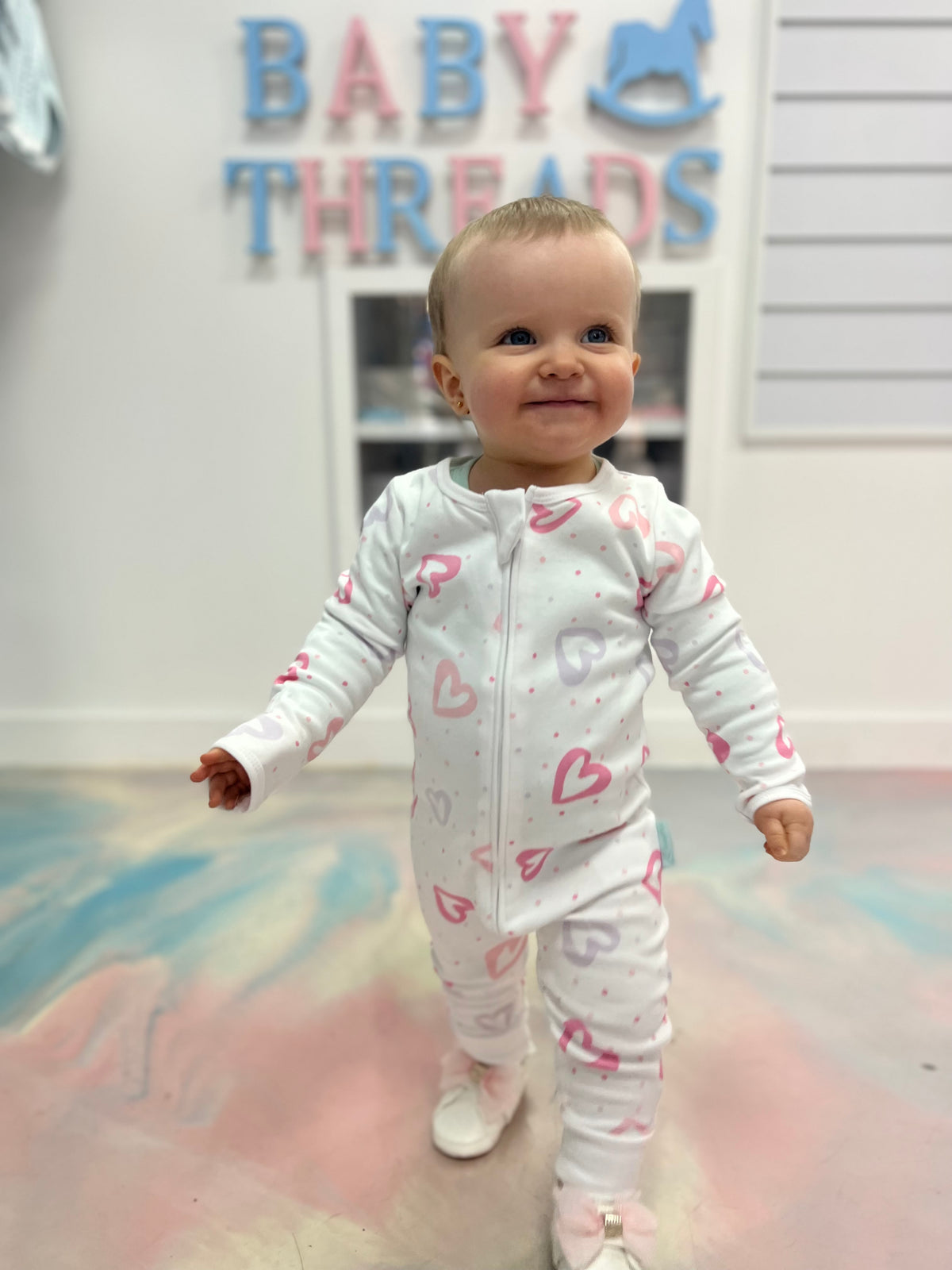 Organic cotton heart sleepsuit