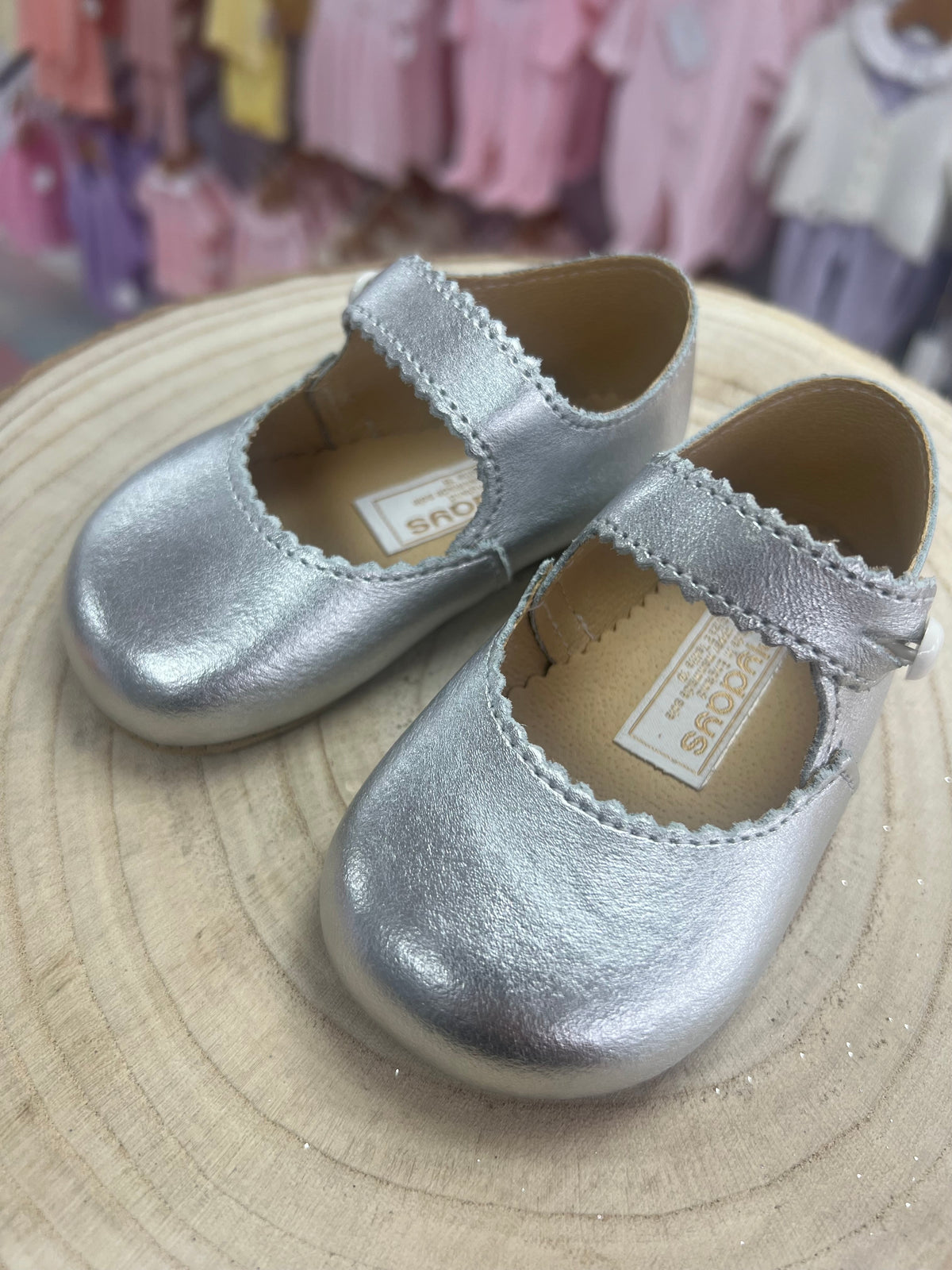 Leather Silver Mary Janes