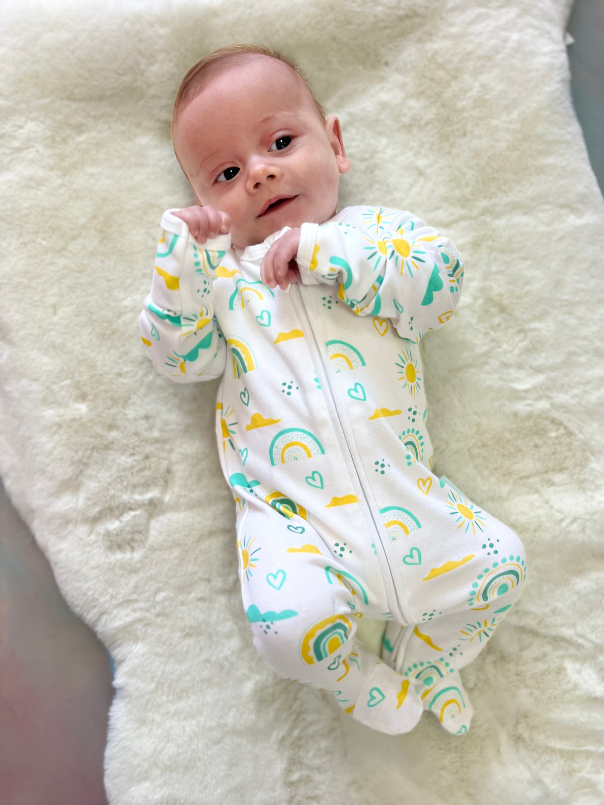 Organic cotton rainbow sleepsuit