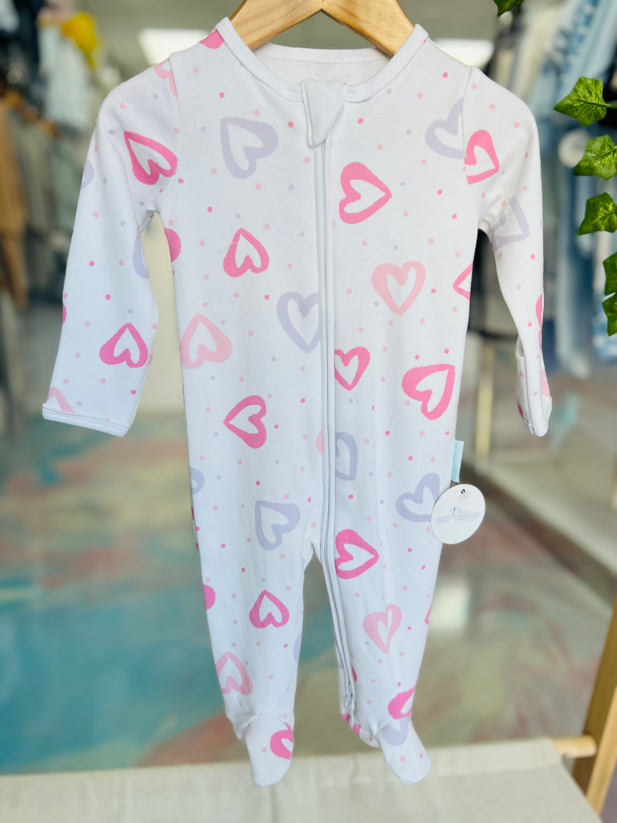 Organic cotton heart sleepsuit